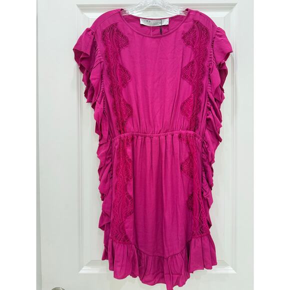 Iro Zestful Lace Ruffle Fuschia Short Dress Size 38/S NWT - Picture 3 of 7